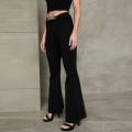 Moda feminina Slim Fit Rib Casual Pants