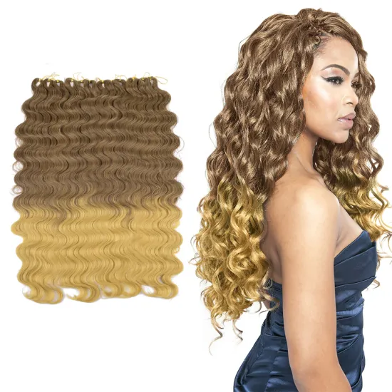 Hot Ombre Blonde Brown Pre-feathered Hybrid Water Wave Braids 3x Body Ocean Wave For Bulk Braiding Synthetic Hair Extensions