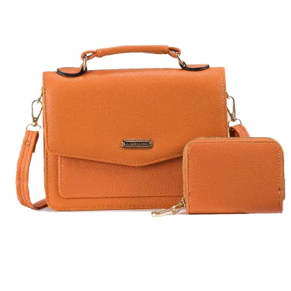 Minimal Style Women's Kate Flap Front Crossbody Bag and Mini Purse Set