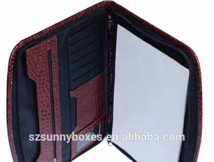 Luxury Leather Multi Layers/Pockets Zipper Business Portfolio Folder