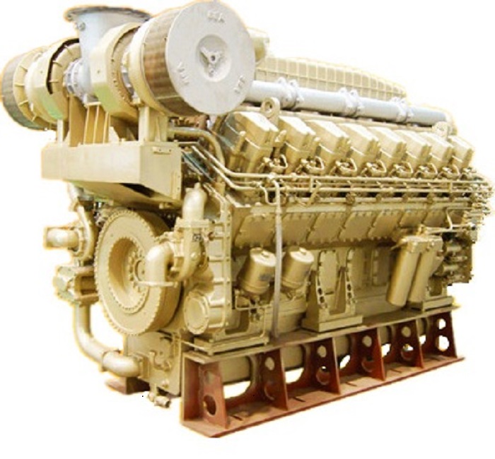 Motor diesel 1040kW con 12 cilindros 4 tiempos.