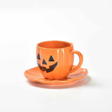 Halloween pumpkin cappuccino coffee ceramic espresso cup