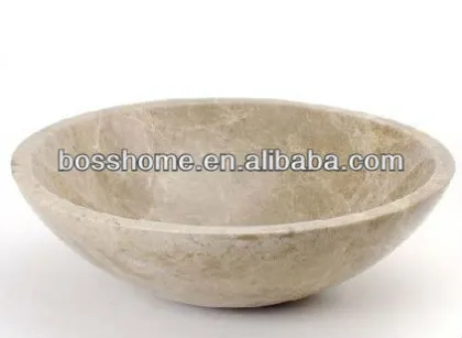 White marble river stone vessel sink