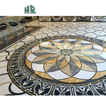 Mosaïque de marbre coupé à jet rond pour conception de plancher de foyer de l'hôtel