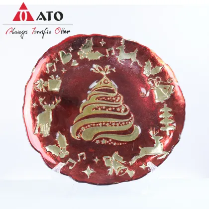 Christmas Disposable Glass Plate Snowflakes Pattern Plate