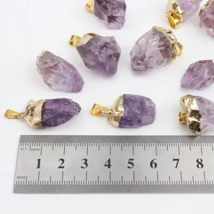 Natural Amethyst Pendant Necklace﻿