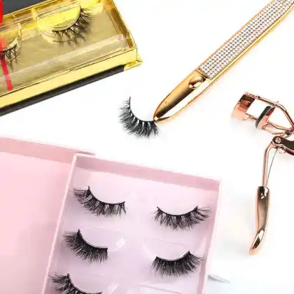 Natural Long False Eyelashes - Half Strip Lashes Fluffy Mink Lashes