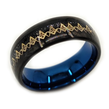 Customized Großhandel freimaurerische Ringe: Wolfram, Edelstahl, mit Logo angenommene polierte Designs