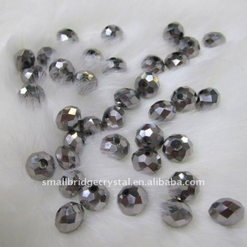 silver plated crystal rondelle beads