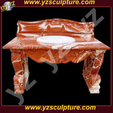 Blood Red Marble Carved Pedestal Sink SNK018