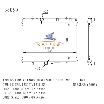 Radiator for PEUGEOT CITROEN BERLINGO D OEM 1330F5
