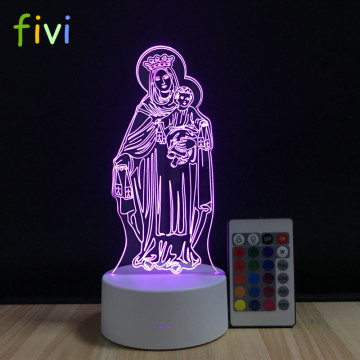 7 Color Gradient 3D Virgin Mary LED Sleep Light Night Lamp