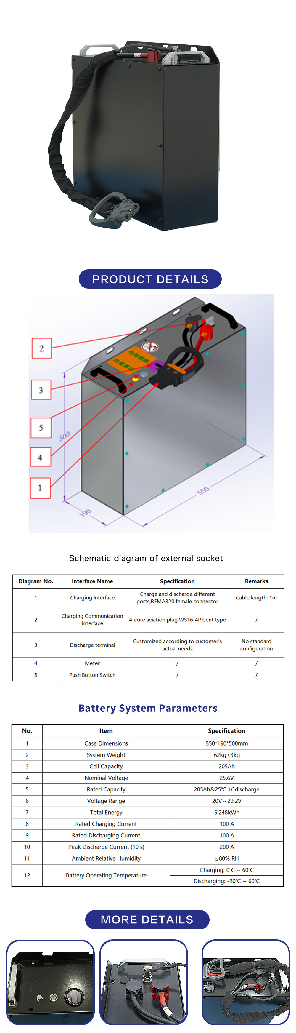 Details page Warehouse Equipment Battery LD0212-25.6V205Ah