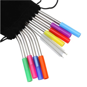 100% Food Grade Silicone Tip Straw Case Foldable