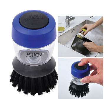 Portable 2-in-1 Plastic Impact Kitchen Dish Set with Soap Reservoir and Scrub Brush