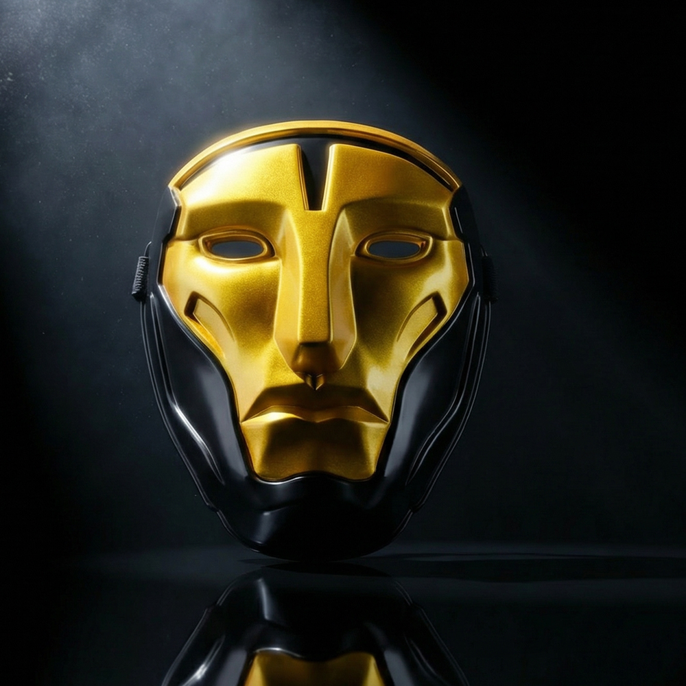 Gold Black Futuristic Warden Cosplay Mask Matte Gold Sci-Fi Full Face Costume Mask