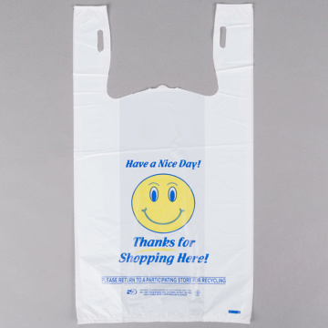 Camiseta de plastico hdpe con logotipo impreso personalizado bolsa de comestibles de plastico naranja muestra gratis