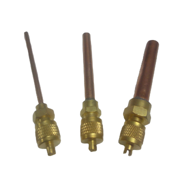 Factory Supply Refrigerator Charging Valve Pin Valve 1/4 with 100mm 60mm 70mm Copper Tube Charging Valve