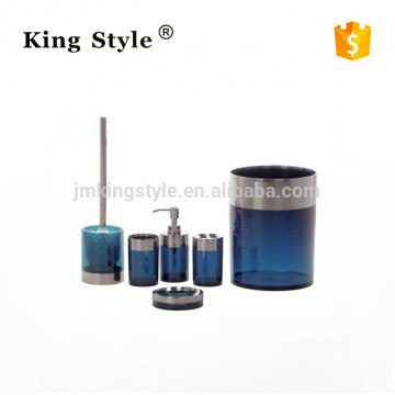 Hotel Stainless Steel & Plastic Bathroom Ware Set (6pcs/Set)- Liquid bottle/Toothbrush holder/Waste bin etc.