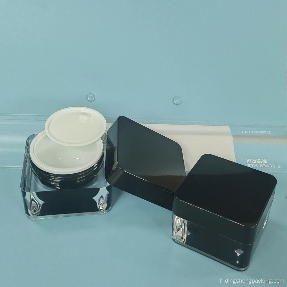 Jars cosmétiques en acrylique de luxe rechargeable de haute qualité