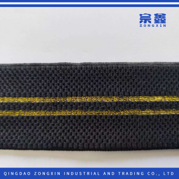 Durable Textured Elastic Ribbon with Metallic Gold Lines