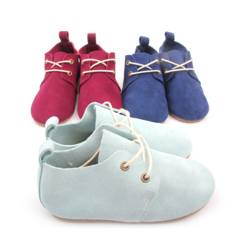 Scarpe Oxford in pelle per bambini con suola in gomma multicolore