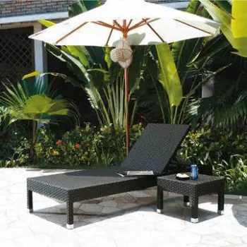 Outdoor sun chaise lounge chair with PE rattan wicker, UV resistance-garden/hotel furniture