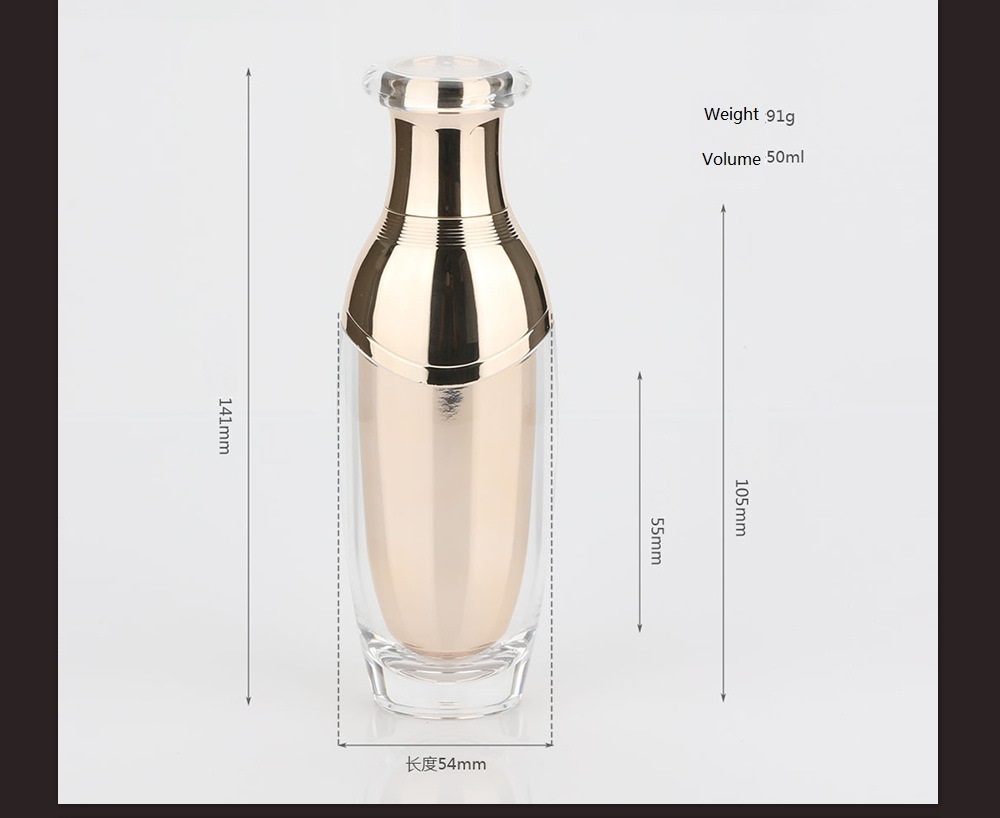 Acrylic rose gold pump cosmetic bottle and jar