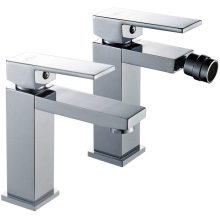 Grifo monomando para lavabo + grifo para bidé Juego completo de mezclador de baño acabado cromado