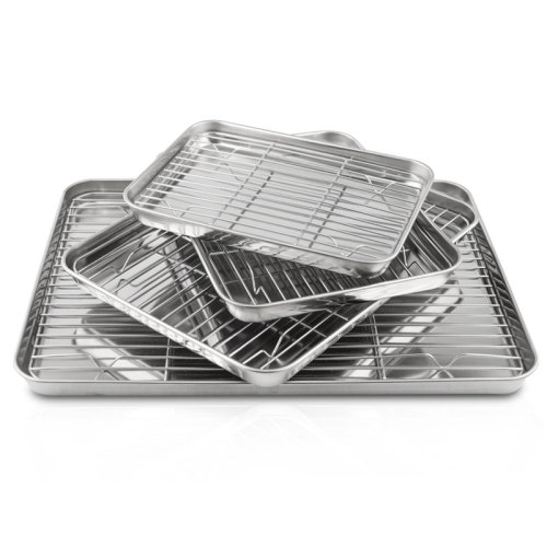 Stainless Steel BBQ Baking Baki dengan Rak Pendingin