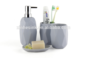 HDA Series Diamond Cut Ceramic 4-Piece Bathroom Set, Colorful Collection