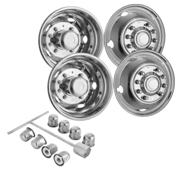 Polished Stainless Steel Dual Wheel Simulator Hub Caps for Ford