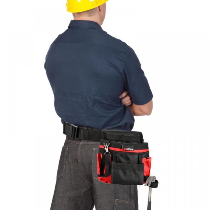 Red Black Tool Pouch with Hammer Holder