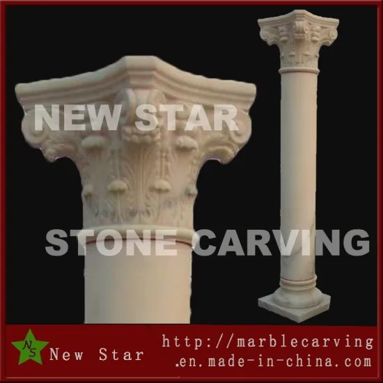Hand Carved Decoration Stone Beige Pillar