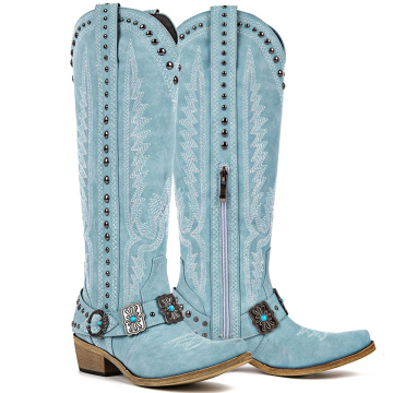 Embroidered Knee High Western Cowgirl Boots