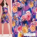 Tissu de robe froissé en crêpe d&#39;écorce de fleur imprimé numérique