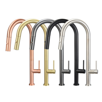 360 Rotation Stainless Steel Gold Kitchen Faucet - Single Handle Pull Down Kitchen Faucet