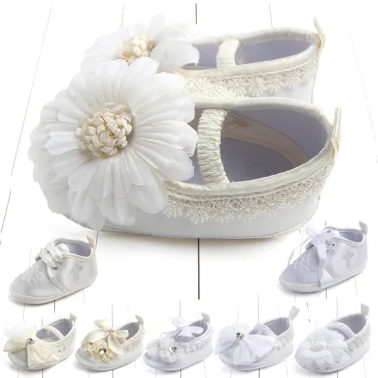Wholesale White Baby Girl Christening Shoes – Soft Lace Princess Baptism Flowers