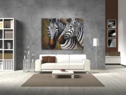 Zebra Wall Art Wildlife Grassland Animal Oil Painting