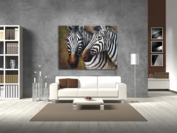 Zebra Wall Art Wildlife Grassland Animal Oil Painting
