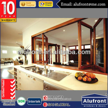 Latest Design Aluminum Clad Wood Glass Bi folding Window for Hot Sale