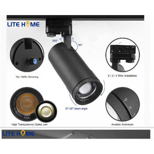 15W Anti-glare 10°~60° Zoomable COB LED Track Light