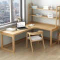 L-shaped Desk with Bookshelf Wood Writing Desk