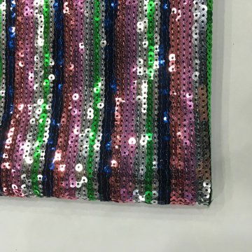 Nouveau tissu de broderie à paillettes multicolores à rayures