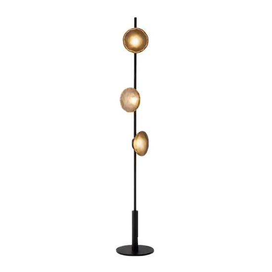 Modern Designer Metal and Glass Floor Lamp with Round Shade for Living Room Decor