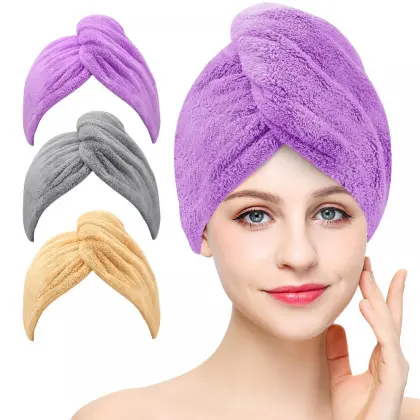 women bathroom microfiber bath towel hair dry cap