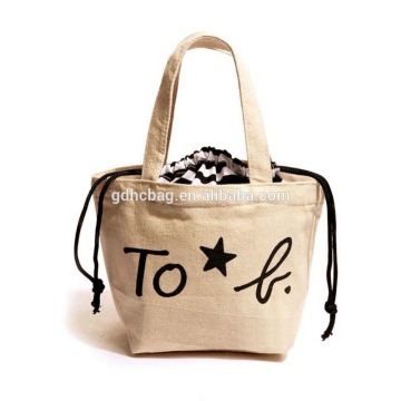 Simple Light Weight Packed Lunch Bags Picnic Bag Shopping Bag Canvas Tote bag Lunchbox Bag with Drawstring