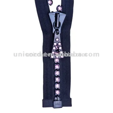 No.8 plastic diamond teeth wholesale rhinestone zipper for dress Diamond Zipper