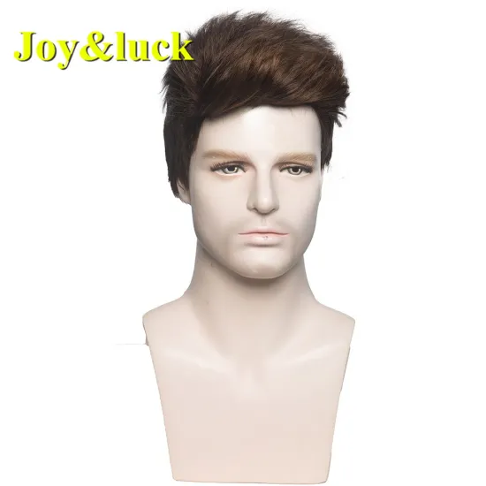 Wholesale Wigs for Men Daily or Party Hairstyle Male Grey Color Man Hair Short Natural Straight Men Wigs Synthetic Hair Wigs