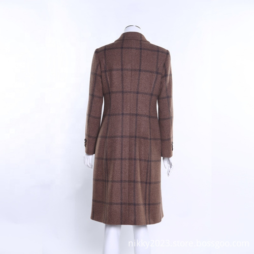 Customized classic plaid double breasted coat women 2020 new winter coats wool coats women